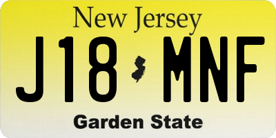 NJ license plate J18MNF