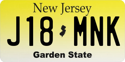 NJ license plate J18MNK