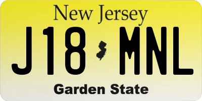 NJ license plate J18MNL