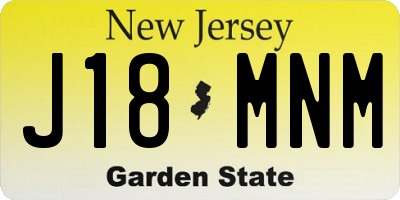 NJ license plate J18MNM
