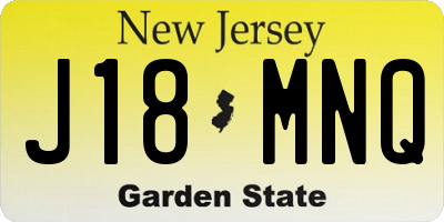 NJ license plate J18MNQ