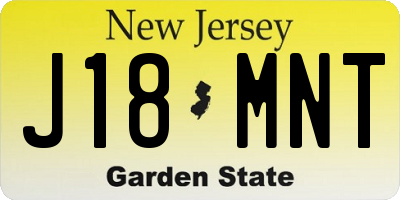 NJ license plate J18MNT