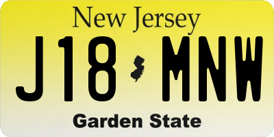 NJ license plate J18MNW