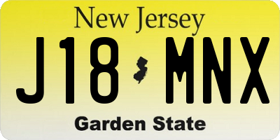 NJ license plate J18MNX