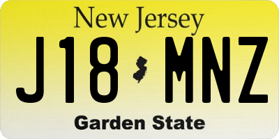 NJ license plate J18MNZ