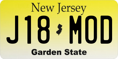 NJ license plate J18MOD