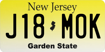 NJ license plate J18MOK