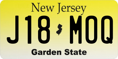 NJ license plate J18MOQ
