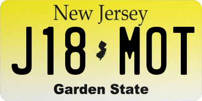 NJ license plate J18MOT