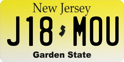NJ license plate J18MOU