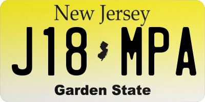 NJ license plate J18MPA