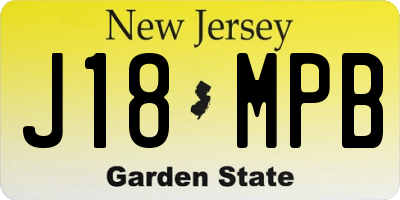 NJ license plate J18MPB