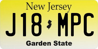NJ license plate J18MPC