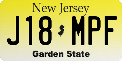 NJ license plate J18MPF