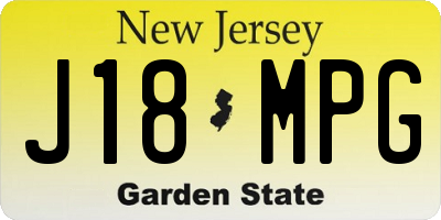 NJ license plate J18MPG
