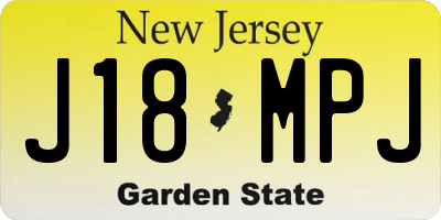 NJ license plate J18MPJ