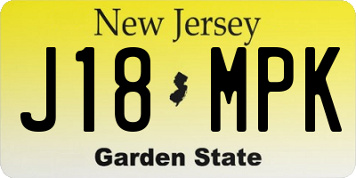 NJ license plate J18MPK