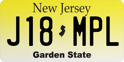 NJ license plate J18MPL