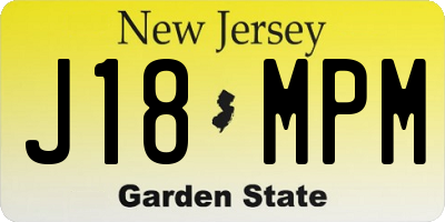 NJ license plate J18MPM