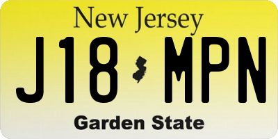 NJ license plate J18MPN