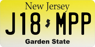 NJ license plate J18MPP