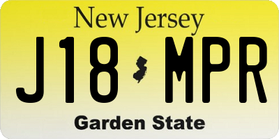 NJ license plate J18MPR