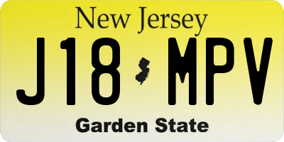 NJ license plate J18MPV