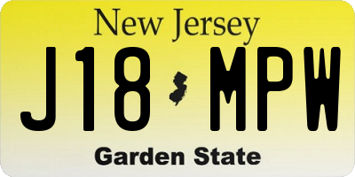 NJ license plate J18MPW