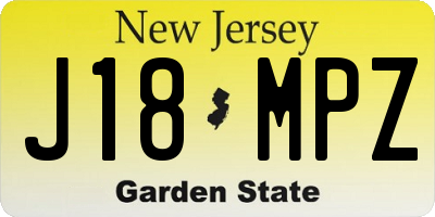 NJ license plate J18MPZ