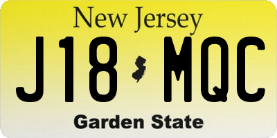 NJ license plate J18MQC