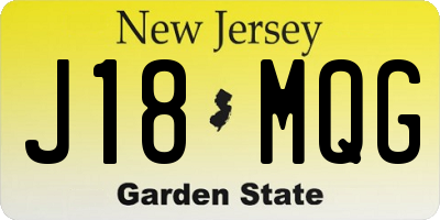 NJ license plate J18MQG