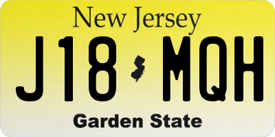 NJ license plate J18MQH