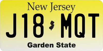 NJ license plate J18MQT