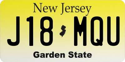NJ license plate J18MQU