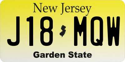 NJ license plate J18MQW