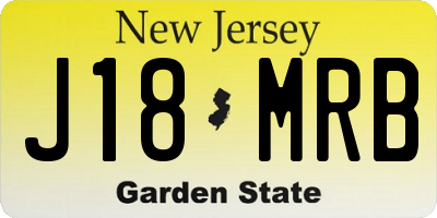 NJ license plate J18MRB