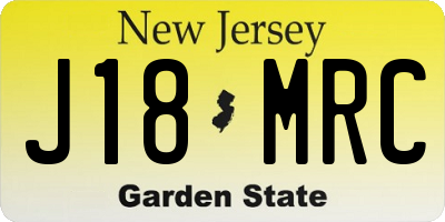 NJ license plate J18MRC