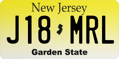NJ license plate J18MRL