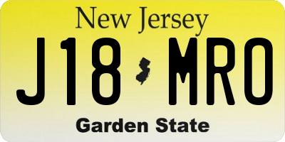 NJ license plate J18MRO