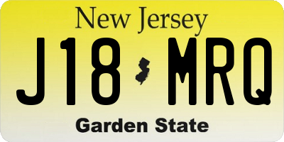 NJ license plate J18MRQ