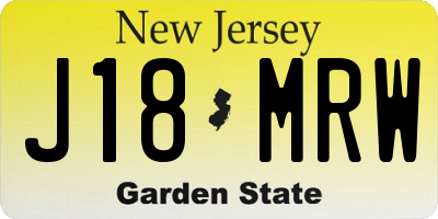 NJ license plate J18MRW