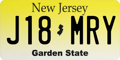 NJ license plate J18MRY