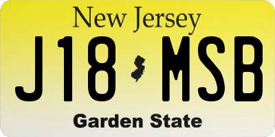 NJ license plate J18MSB
