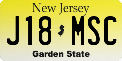 NJ license plate J18MSC