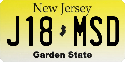 NJ license plate J18MSD