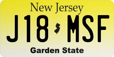 NJ license plate J18MSF