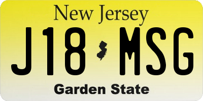 NJ license plate J18MSG