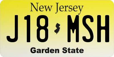 NJ license plate J18MSH