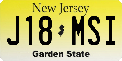 NJ license plate J18MSI