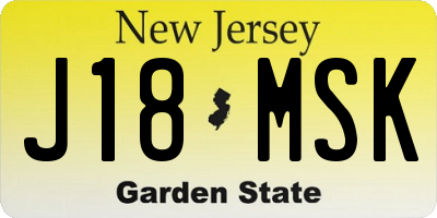 NJ license plate J18MSK